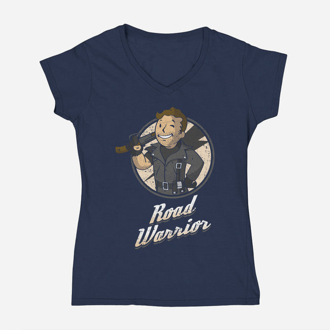 Warrior Of The Road-Womens-V-Neck-Tee-Olipop