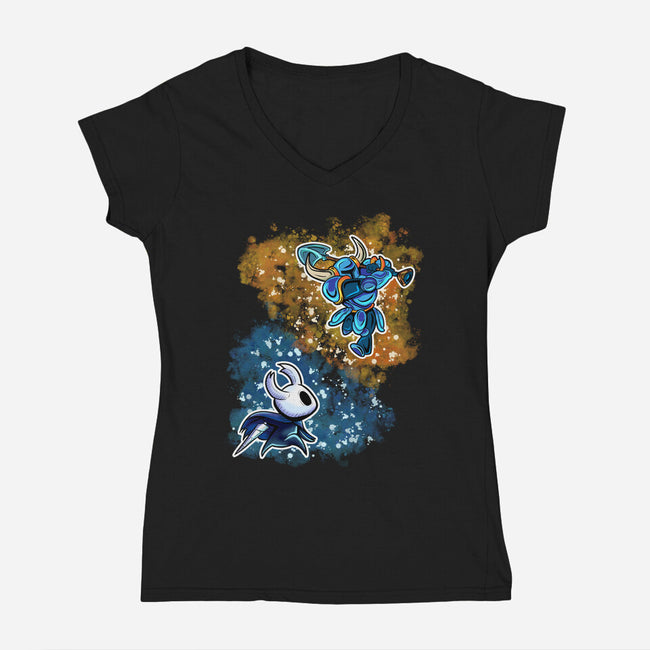 Indie Knight Fight-Womens-V-Neck-Tee-nickzzarto