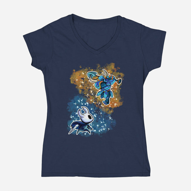 Indie Knight Fight-Womens-V-Neck-Tee-nickzzarto