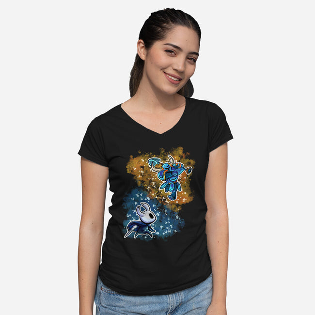 Indie Knight Fight-Womens-V-Neck-Tee-nickzzarto