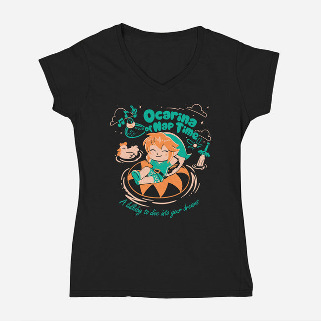 Ocarina Of Nap Time-Womens-V-Neck-Tee-estudiofitas