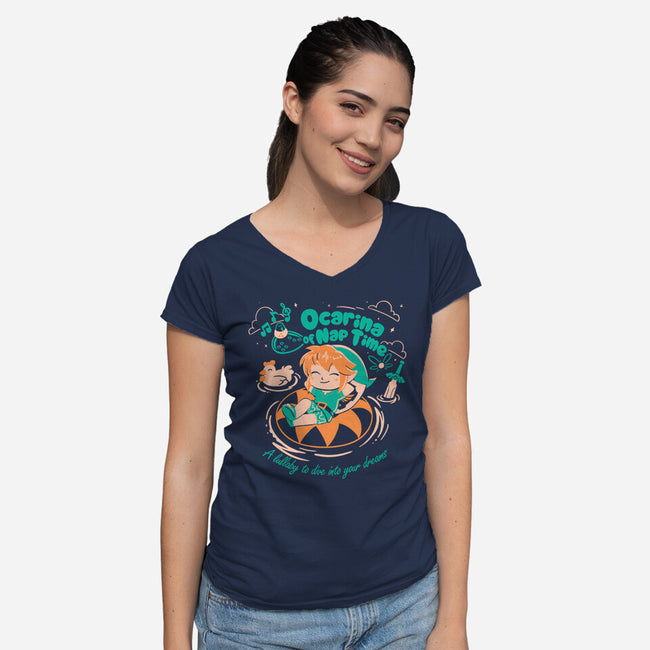 Ocarina Of Nap Time-Womens-V-Neck-Tee-estudiofitas