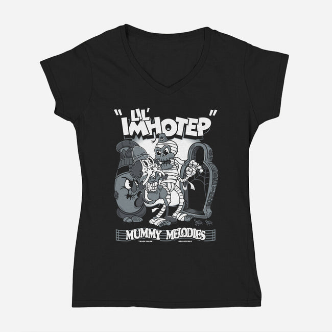 Lil Imhotep-Womens-V-Neck-Tee-Nemons