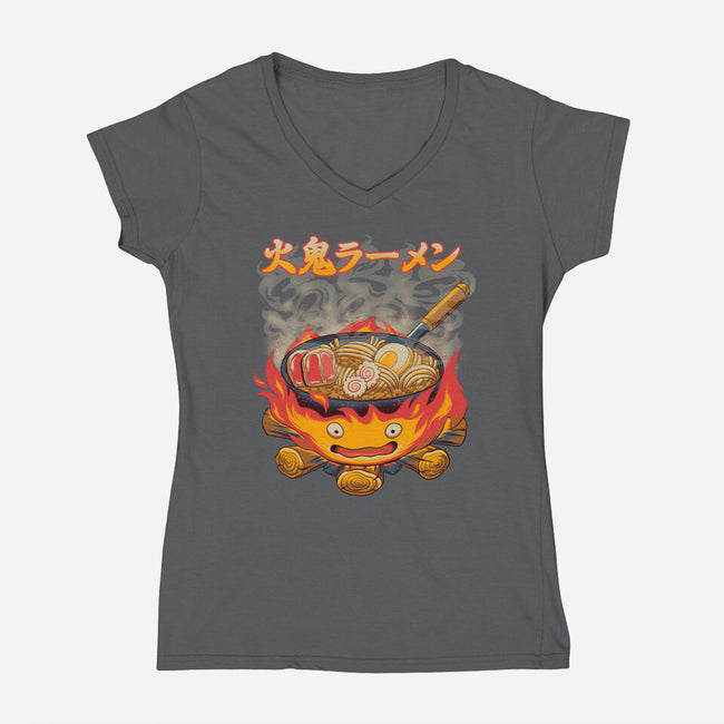 Fire Demon Ramen-Womens-V-Neck-Tee-rmatix