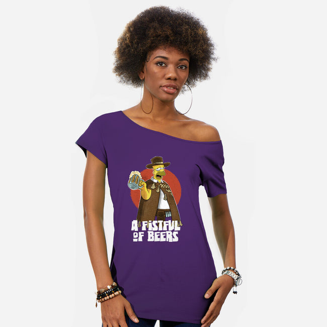 A Fistful Of Beers-Womens-Off Shoulder-Tee-zascanauta