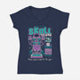 Skull Island Tiki-Womens-V-Neck-Tee-Nemons