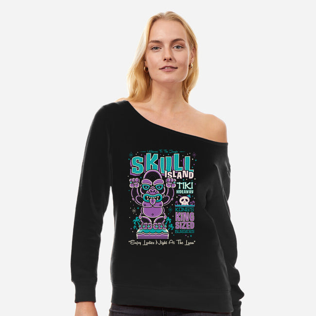 Skull Island Tiki-Womens-Off Shoulder-Sweatshirt-Nemons