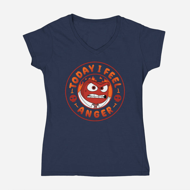 Today I Feel Anger-Womens-V-Neck-Tee-Tri haryadi