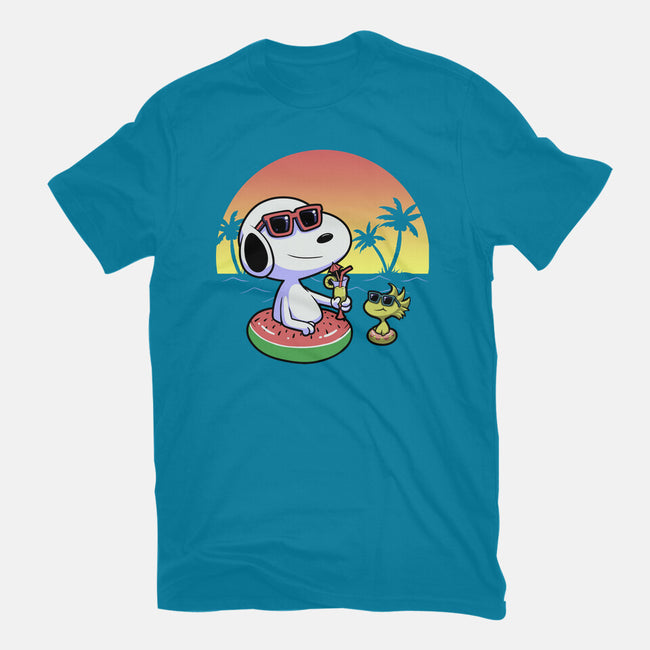 Beagle Summer Time-Womens-Basic-Tee-Astrobot Invention