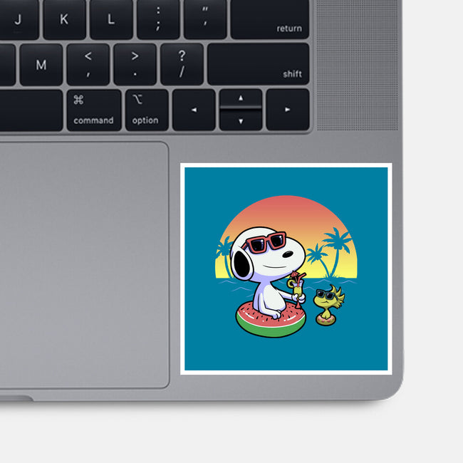 Beagle Summer Time-None-Glossy-Sticker-Astrobot Invention