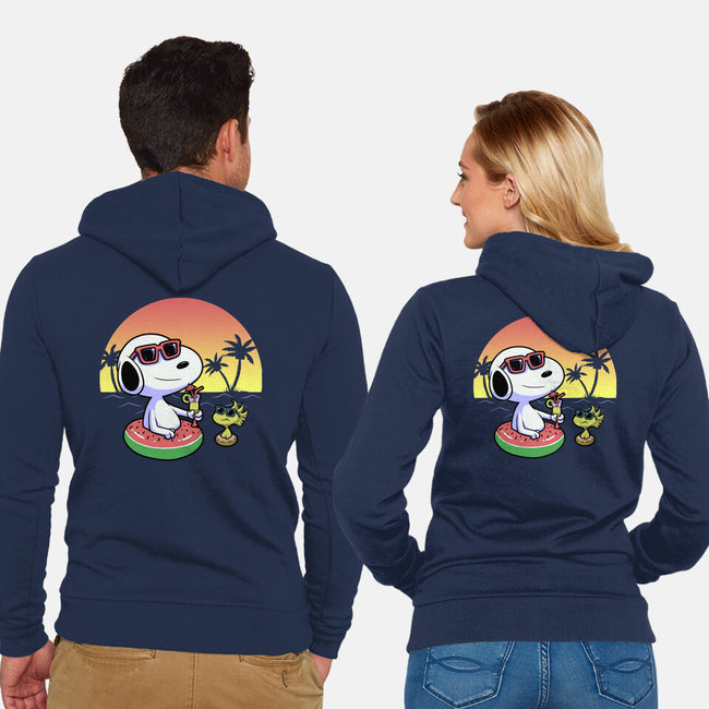 Beagle Summer Time-Unisex-Zip-Up-Sweatshirt-Astrobot Invention