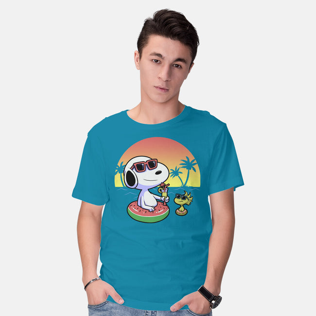 Beagle Summer Time-Mens-Basic-Tee-Astrobot Invention