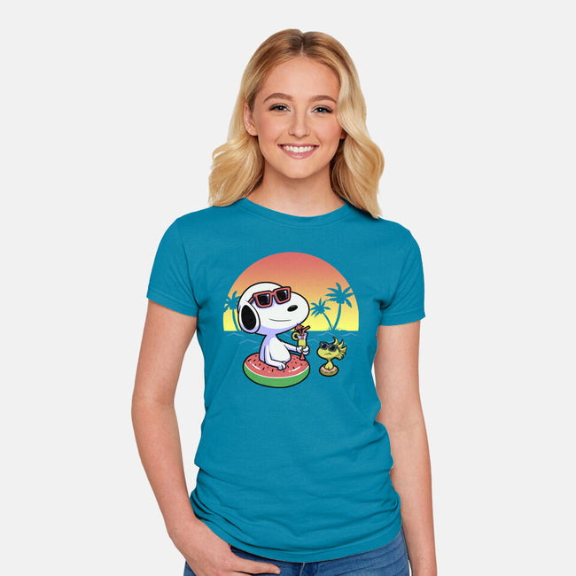 Beagle Summer Time-Womens-Fitted-Tee-Astrobot Invention