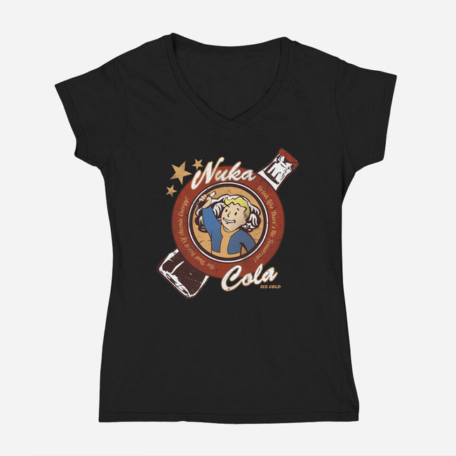 Drink Nuka Cola-Womens-V-Neck-Tee-Coconut_Design