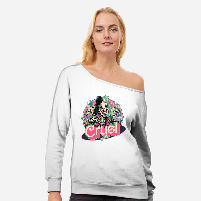 The Cruel Lady-Womens-Off Shoulder-Sweatshirt-glitchygorilla