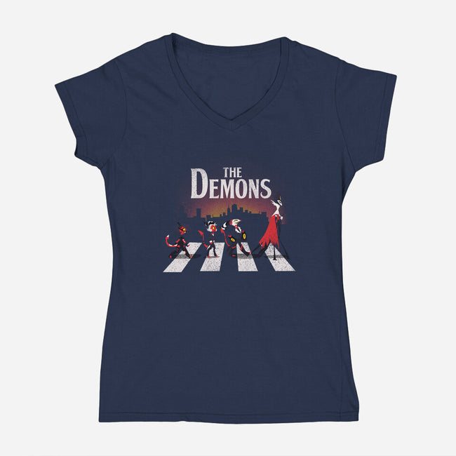 The Demons-Womens-V-Neck-Tee-dandingeroz