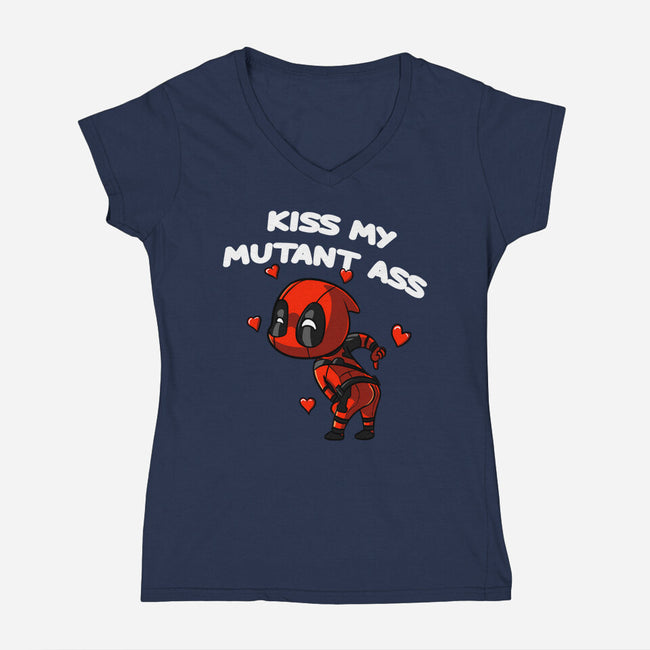 Kiss My Mutant Ass-Womens-V-Neck-Tee-fanfabio