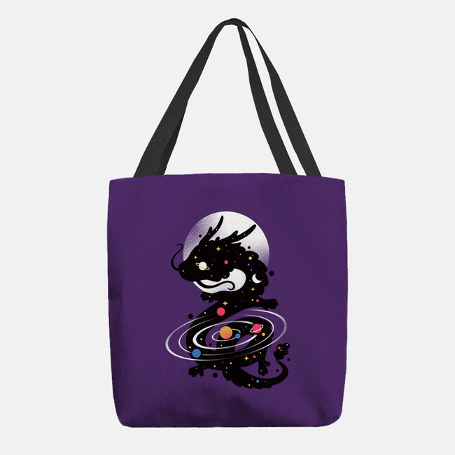 Space Chinese Black Dragon-None-Basic Tote-Bag-NemiMakeit