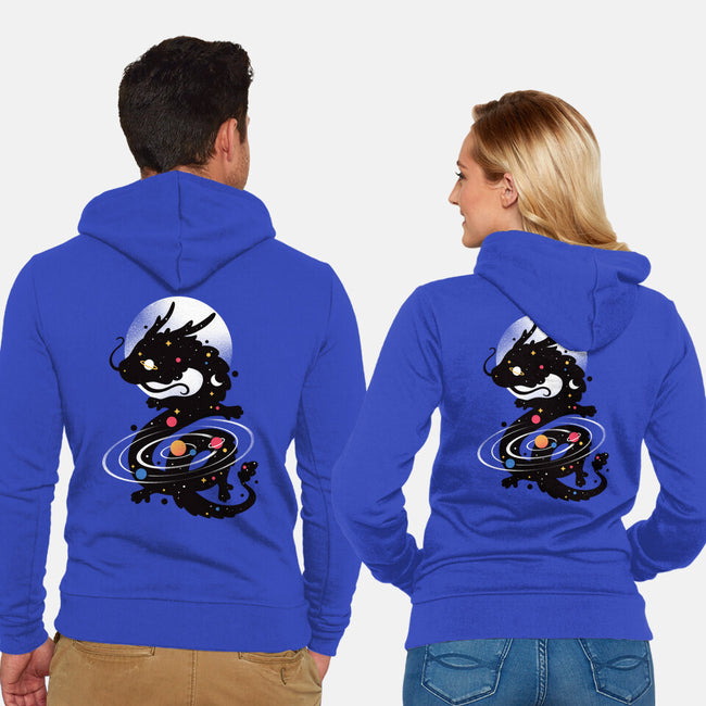 Space Chinese Black Dragon-Unisex-Zip-Up-Sweatshirt-NemiMakeit