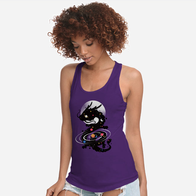 Space Chinese Black Dragon-Womens-Racerback-Tank-NemiMakeit