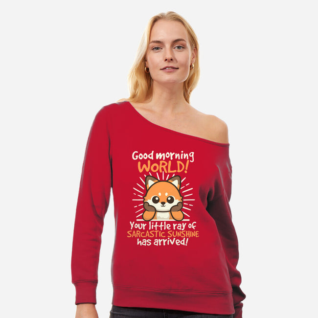 Fox Sarcastic Sunshine-Womens-Off Shoulder-Sweatshirt-NemiMakeit