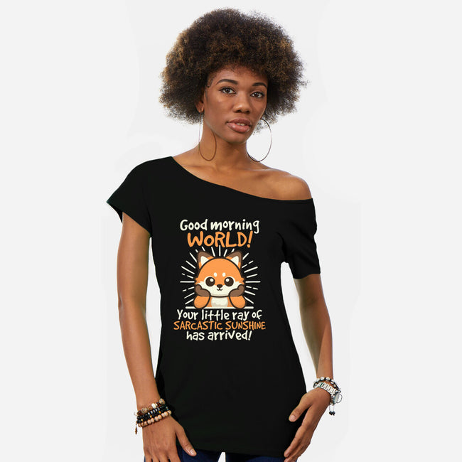 Fox Sarcastic Sunshine-Womens-Off Shoulder-Tee-NemiMakeit