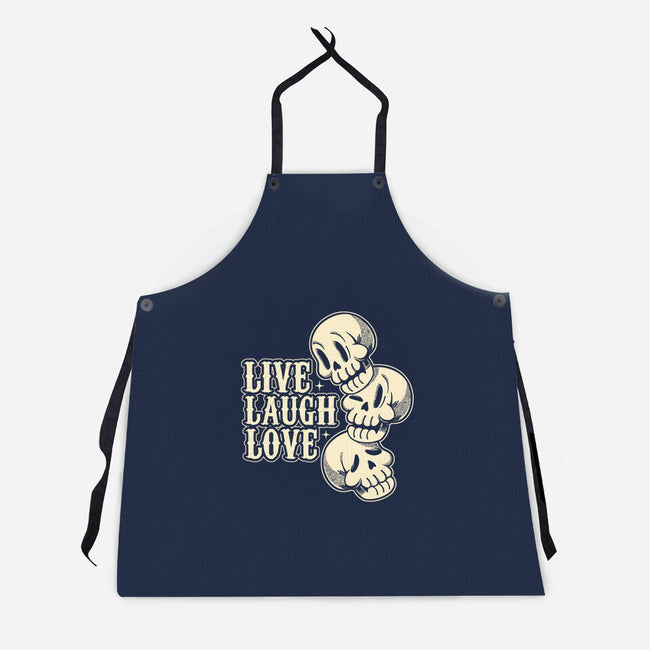 Live Laugh Love Skeleton-Unisex-Kitchen-Apron-tobefonseca