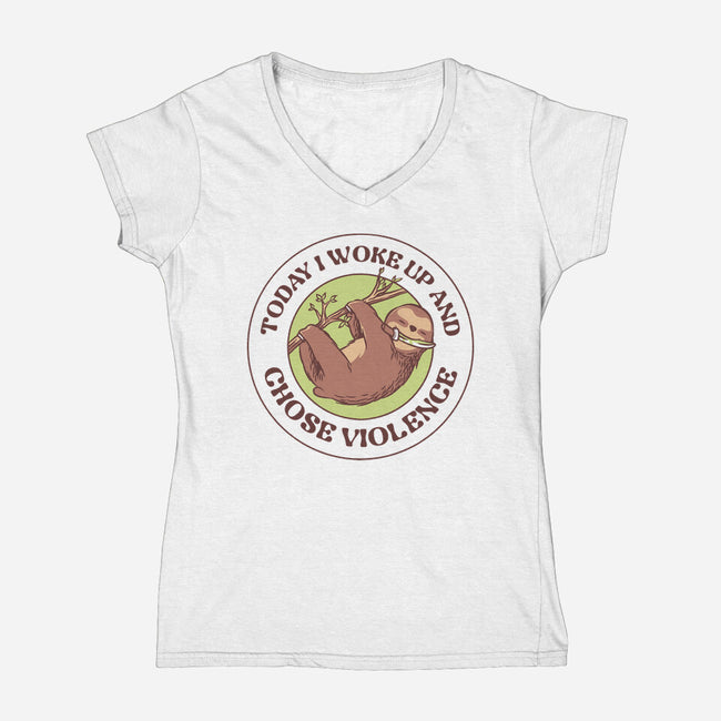 Woke Up And Chose Violence-Womens-V-Neck-Tee-tobefonseca