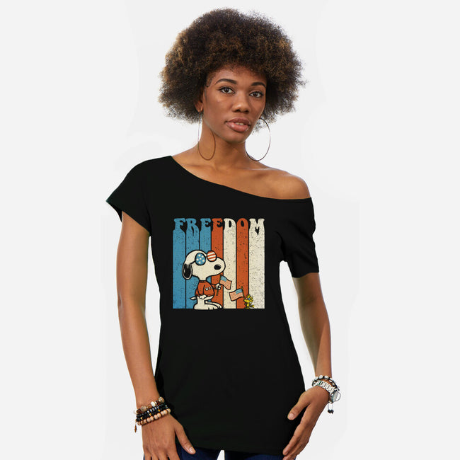 American Beagle-Womens-Off Shoulder-Tee-kg07