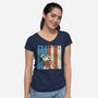 American Beagle-Womens-V-Neck-Tee-kg07