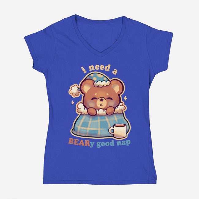 Beary Good Nap-Womens-V-Neck-Tee-TechraNova