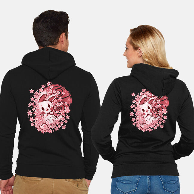 Spring Blossom Bunny-Unisex-Zip-Up-Sweatshirt-TechraNova