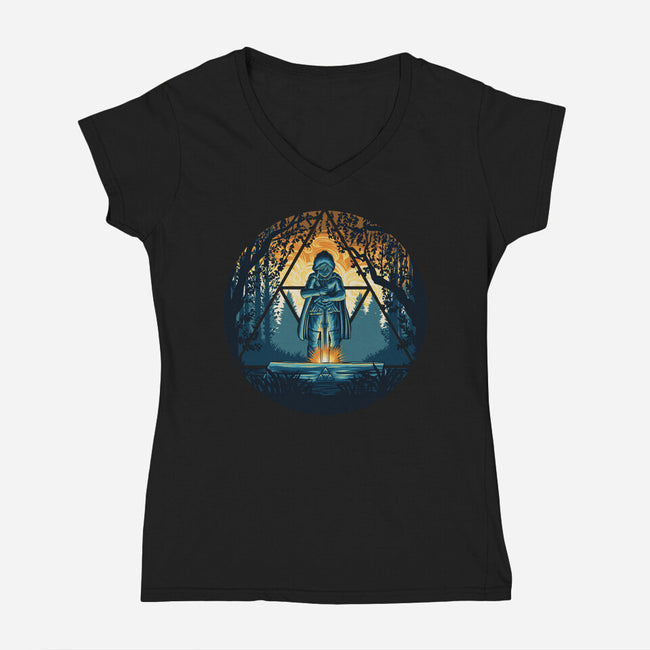 Sword In The Woods-Womens-V-Neck-Tee-rmatix