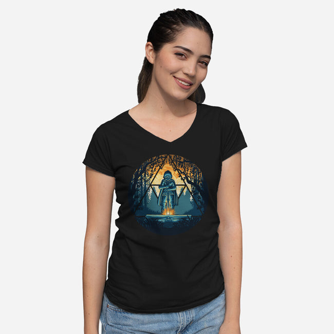 Sword In The Woods-Womens-V-Neck-Tee-rmatix