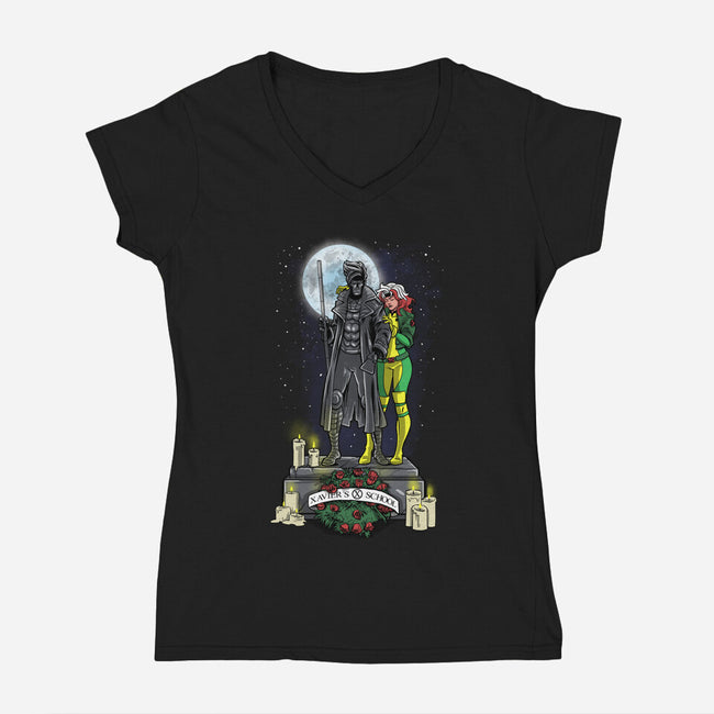 Tribute To Gambit-Womens-V-Neck-Tee-zascanauta