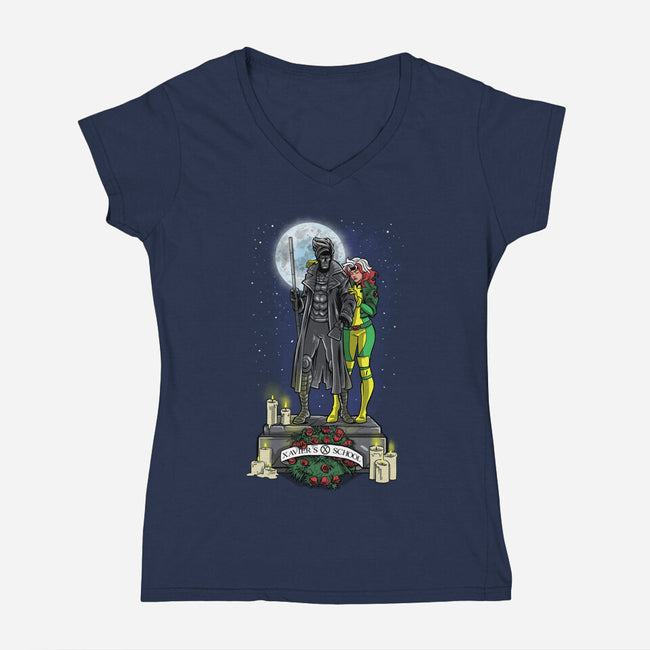 Tribute To Gambit-Womens-V-Neck-Tee-zascanauta