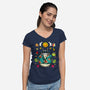 Tropical Totoro-Womens-V-Neck-Tee-JamesQJO