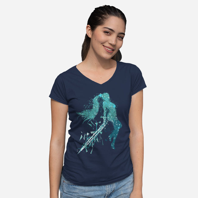 Project Eve Stellar Blade-Womens-V-Neck-Tee-rocketman_art