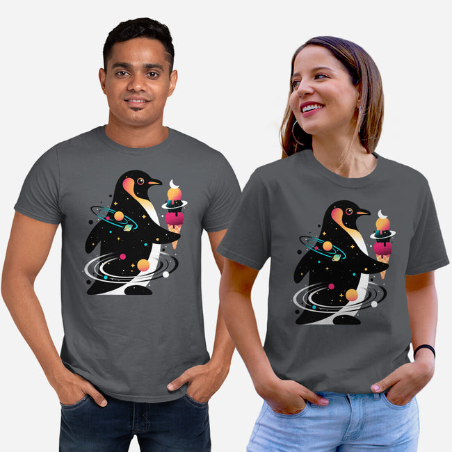 Space Penguin-Unisex-Basic-Tee-NemiMakeit