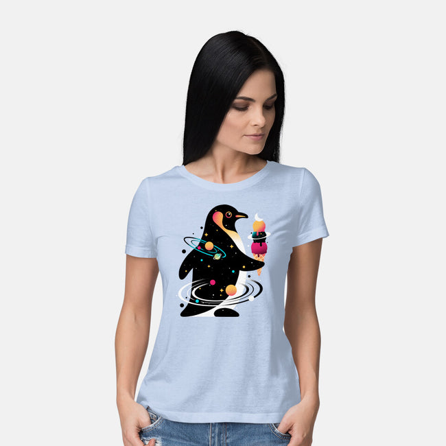 Space Penguin-Womens-Basic-Tee-NemiMakeit