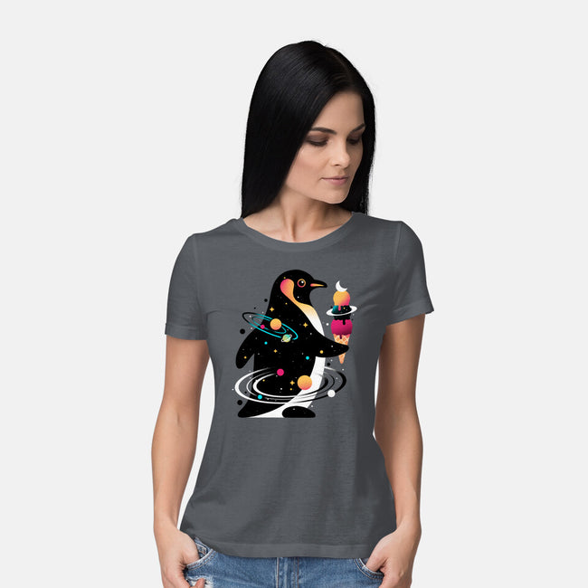 Space Penguin-Womens-Basic-Tee-NemiMakeit