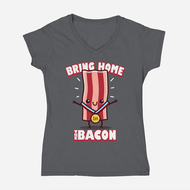 Bring Home The Bacon-Womens-V-Neck-Tee-Boggs Nicolas