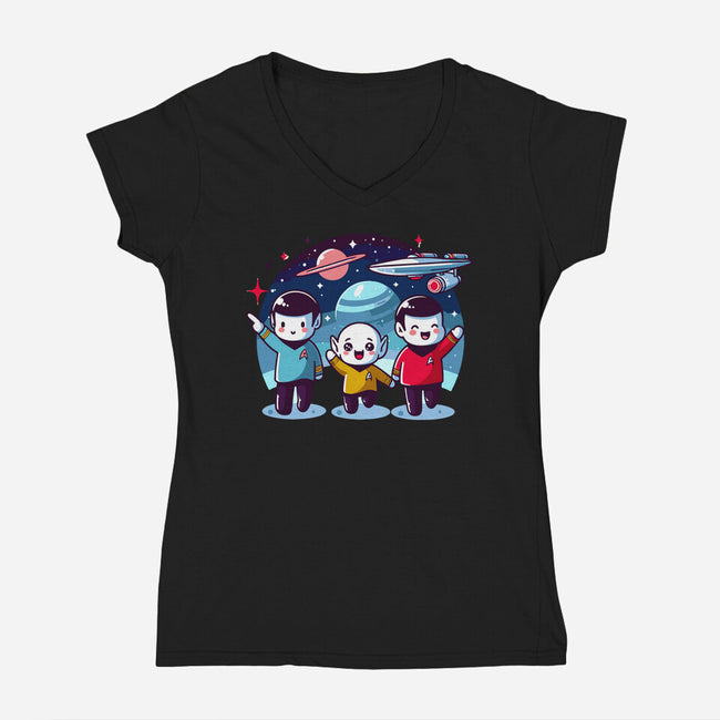 Star Trek Kawaii-Womens-V-Neck-Tee-Fabricio cabral