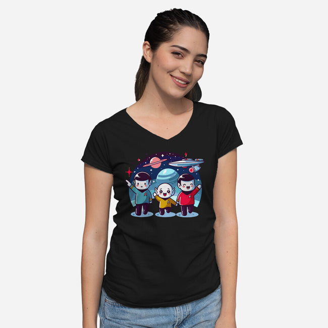 Star Trek Kawaii-Womens-V-Neck-Tee-Fabricio cabral