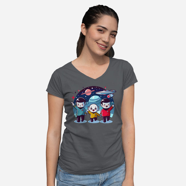 Star Trek Kawaii-Womens-V-Neck-Tee-Fabricio cabral