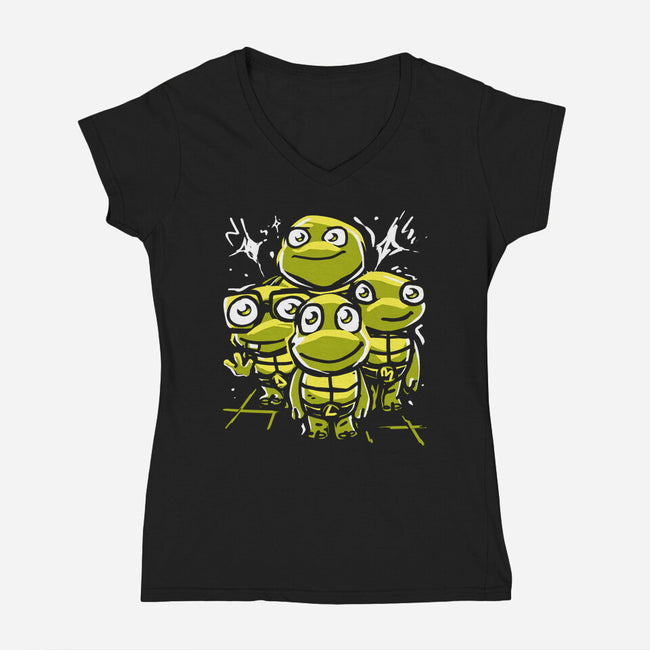 Turtle Tots-Womens-V-Neck-Tee-estudiofitas