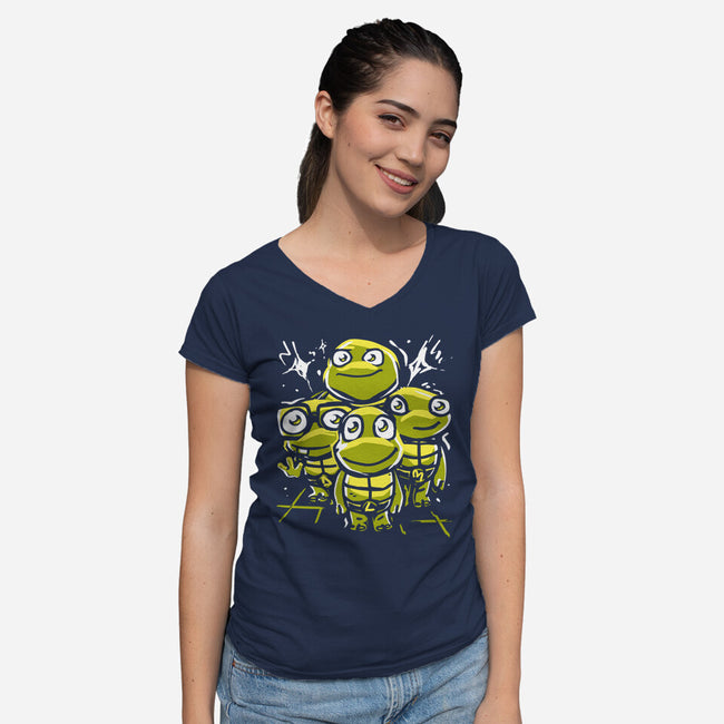 Turtle Tots-Womens-V-Neck-Tee-estudiofitas