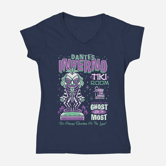 Dante's Inferno Tiki-Womens-V-Neck-Tee-Nemons