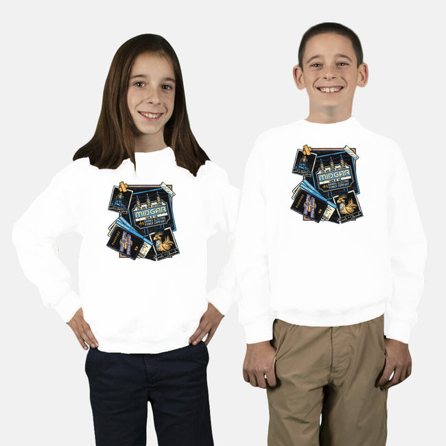 Welcome To Midgar-Youth-Crew Neck-Sweatshirt-glitchygorilla