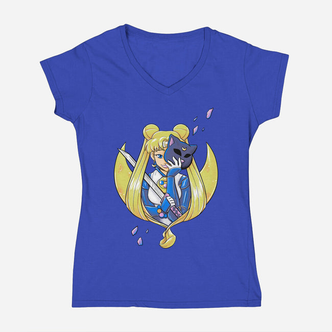 Ninja Moon Princess-Womens-V-Neck-Tee-ellr